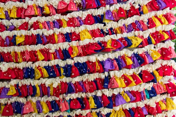 Colorful Good Luck Bags Buddhist Temple Seoul South Korea — Stock Photo, Image