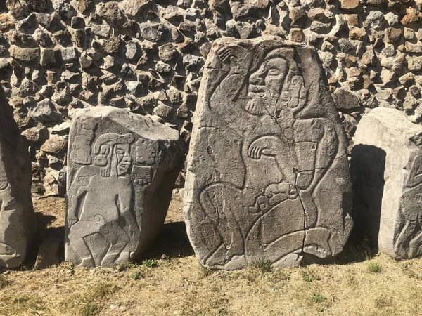 Zapotec Stone Carvings Called Dancers Danzantes Mount Alban Archaeological Site — Stock Photo, Image