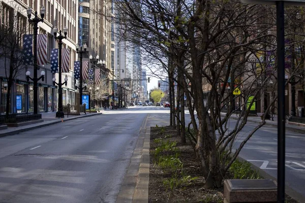 Чикаго Сша Апреля 2020 Года Улицы Чикаго Изолированы Пусты Пандемии — стоковое фото