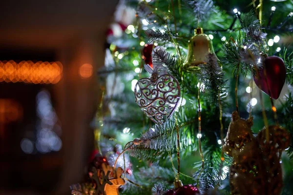 Beautiful Shot Decorated Christmas Tree Blurred Background — Stock Photo, Image