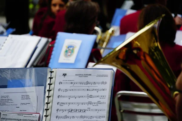 Salzburg Österreich Mai 2019 Noten Für Blasinstrumente Eines Orchesters — Stockfoto