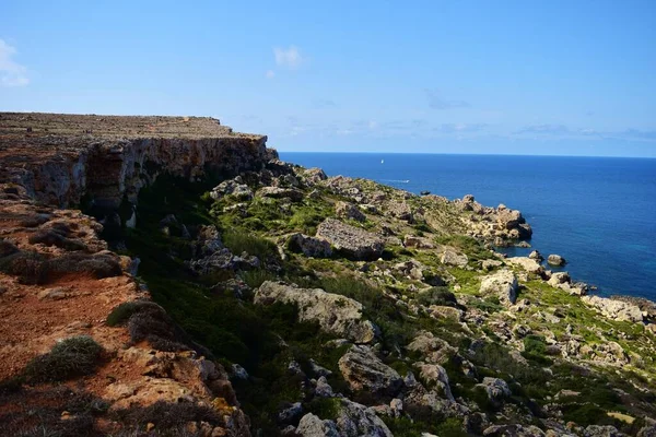 Mellieha Malta October 2014 Coastal Cliffs Northern Malta Showing Evidence — 图库照片