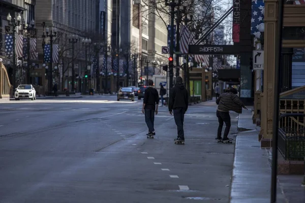 Chicago Zjednoczone Państwa Kwi 2020 Ulice Chicago Odizolowane Puste Względu — Zdjęcie stockowe