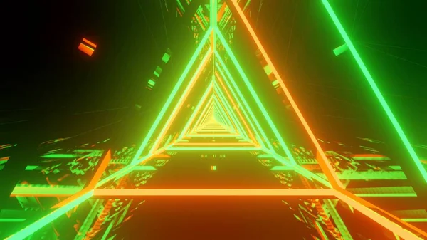 Fond Abstrait Rendu Avec Des Lumières Laser Orange Vert — Photo