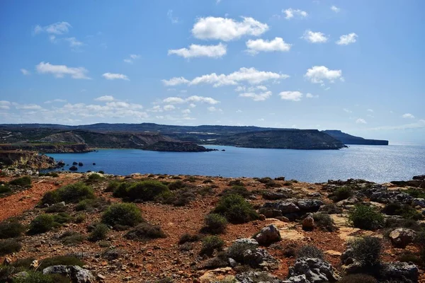 Mellieha Malta Října 2014 Pobřeží Útesy Ghajn Tuffieha Golden Bay — Stock fotografie