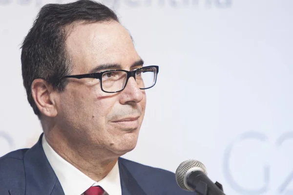 Buenos Aires Argentinien März 2018 Finanzminister Steven Mnuchin Gibt Eine — Stockfoto