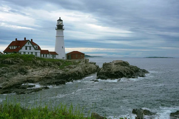 Portland Head Light Historisk Fyr Cape Elizabeth Maine Fyren Ligger — Stockfoto