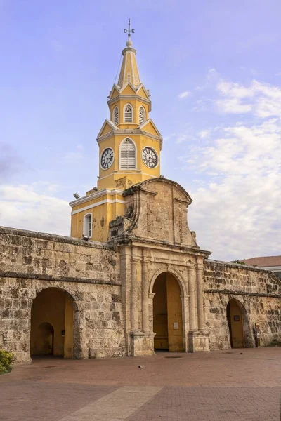 Torre Relógio Lugar Famoso Cartagena Colômbia Muito Visitado Por Turistas — Fotografia de Stock