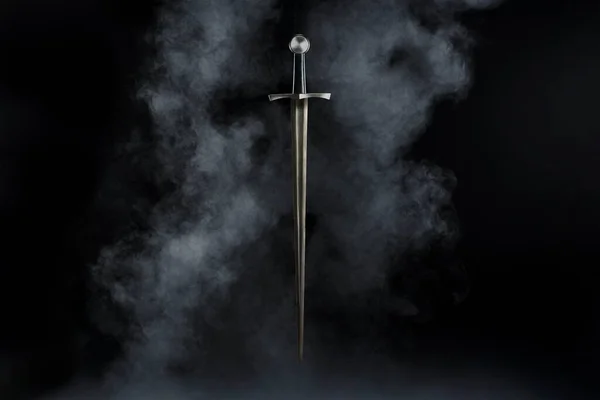 Vertical Shot Sword Isolated Black Background — Stock Photo, Image