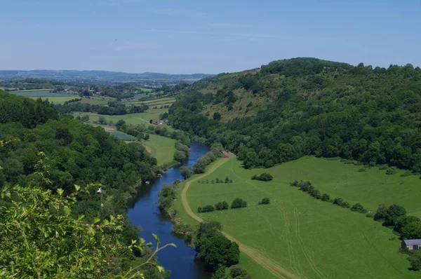 Река Уай Зеленая Зона Удивительной Природной Красоты Саймондсе Великобритания — стоковое фото
