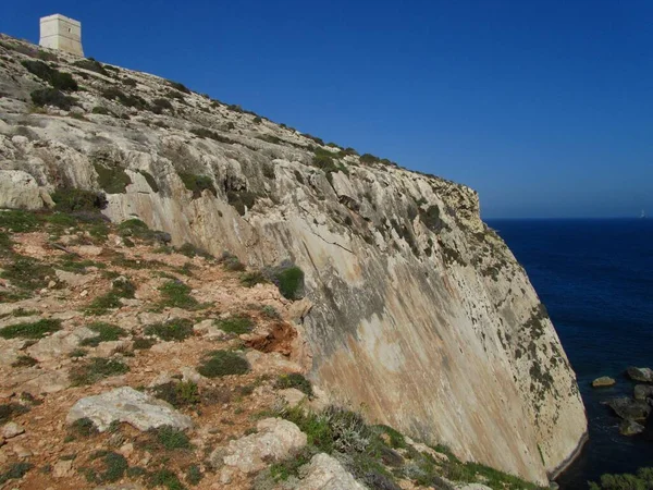 Кренди Мальта Июня 2014 Башня Хамрия Часть Системы Береговой Обороны — стоковое фото