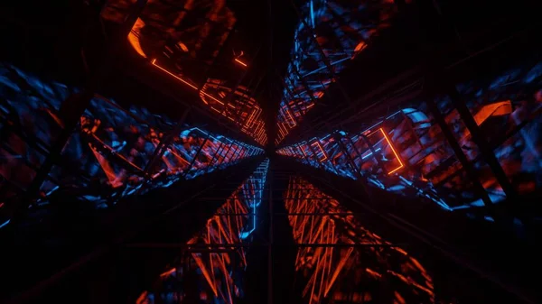Тривимірне Відображення Синього Помаранчевого Світла Формує Абстрактні Форми Ідеально Підходить — стокове фото