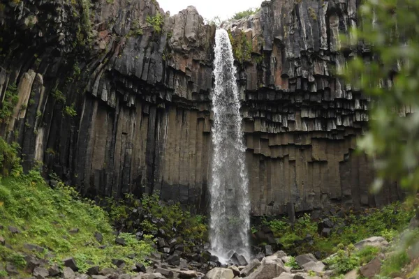 Чудовий Знімок Водоспаду Свартіфосс Національному Парку Скафтафелл — стокове фото