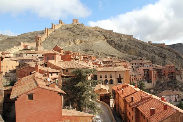 Los Antiguos Edificios Albarracin España Día Soleado — Foto de Stock