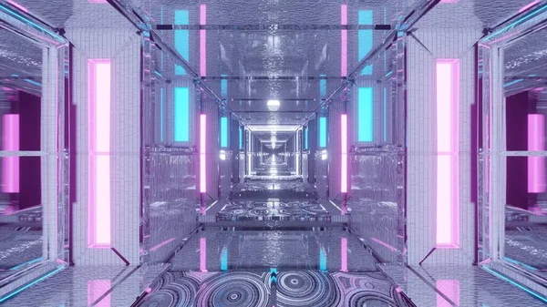 Futuristické Kosmické Prostředí Modrými Fialovými Laserovými Světly Ideální Pro Sci — Stock fotografie