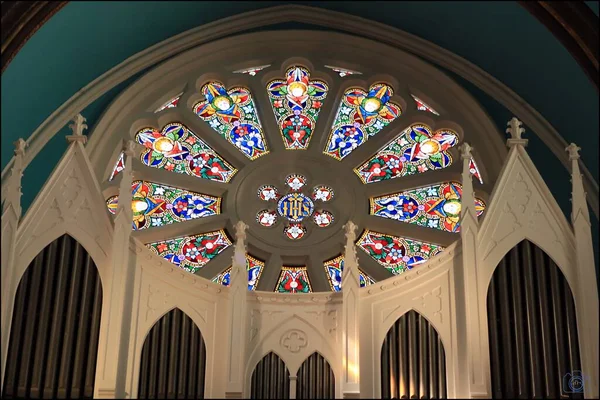 Die Verzierte Glasdecke Der Herz Jesu Kirche Bilbao Spanien — Stockfoto