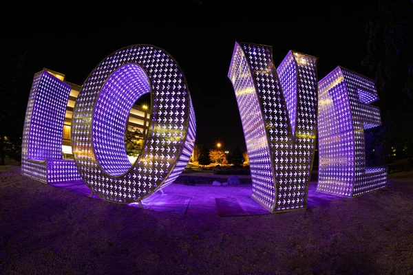 Reno Nevada Stati Uniti 2020 Love Una Statua Alluminio Progettata — Foto Stock