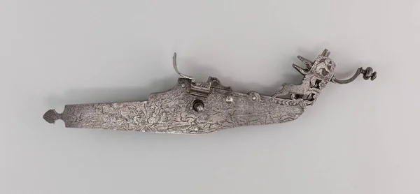 Nahaufnahme Eines Mittelalterlichen Waffengehäuses Auf Grauem Hintergrund — Stockfoto