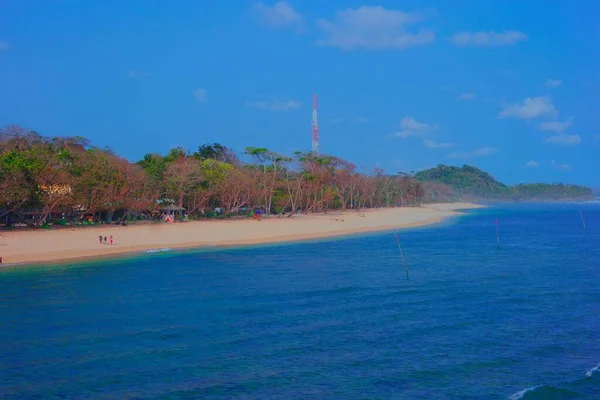 Sebuah Gambar Udara Indah Dari Laut Tenang Dengan Pantai Dengan — Stok Foto