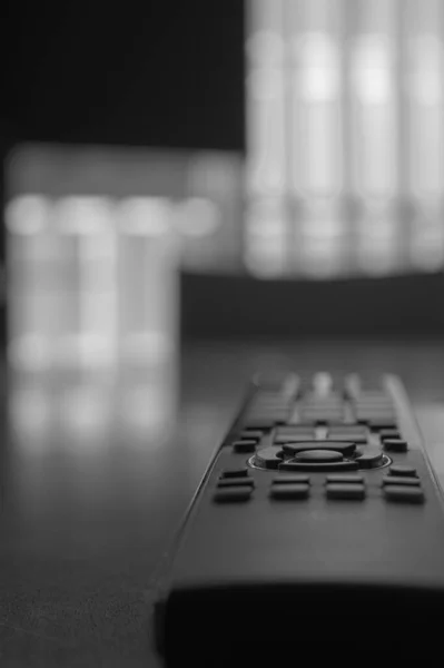 Vertical Selective Focus Shot Black Remote Control — Stock Photo, Image