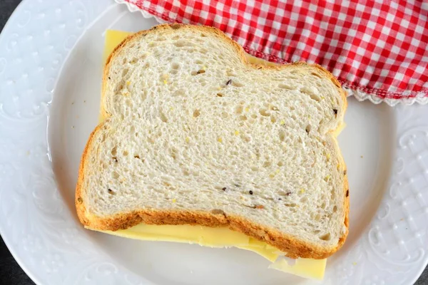 Een Oppere Uitzicht Hoge Hoek Close Shot Van Kaas Sandwich — Stockfoto