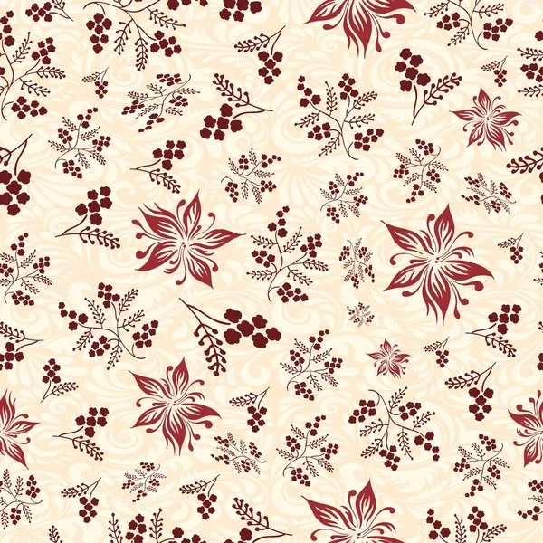 Floral Seamless Pattern Brown Flowers Berries Used Textile Fabric Wall — Stock Photo, Image