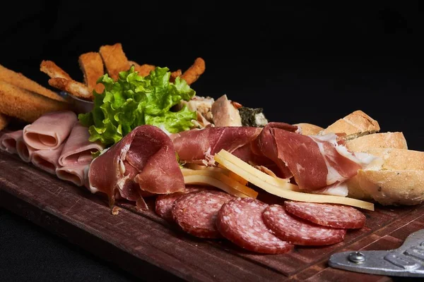 Contorno Con Bastoncini Formaggio Prodotti Base Carne Preparati — Foto Stock