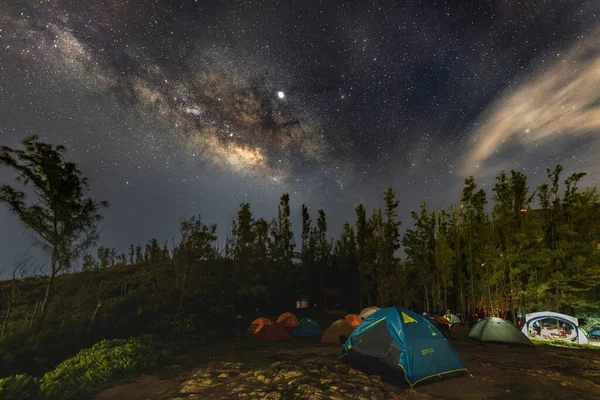 Cenário Tirar Fôlego Láctea Céu Noturno Cênico — Fotografia de Stock