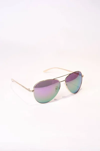 Vertical Shot Aviator Sunglasses Isolated White Background — Stock Photo, Image