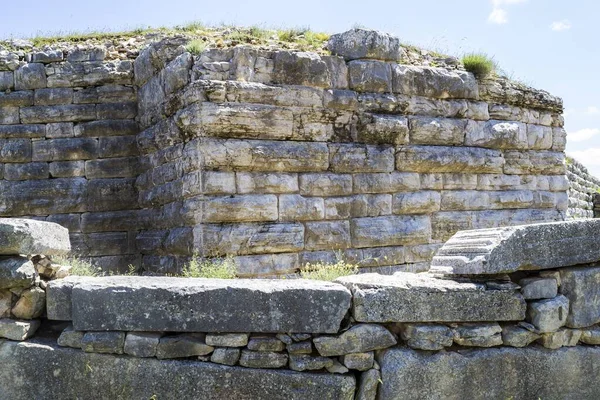 Primer Plano Las Paredes Fortaleza Militar Romana Situada Asiria Durante —  Fotos de Stock