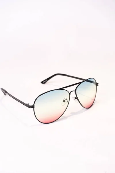 Vertical Shot Aviator Sunglasses Isolated White Background — Stock Photo, Image