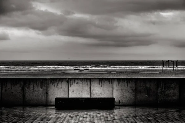 Uma Vista Dramática Paisagem Nublada Oostende Bélgica — Fotografia de Stock