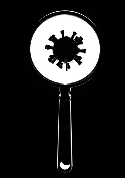 黒い背景にウイルス細胞の3Dレンダリング図 コロナウイルスの概念 — ストック写真