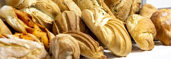 Primo Piano Pane Appena Sfornato Perfetto Concetto Panetteria — Foto Stock