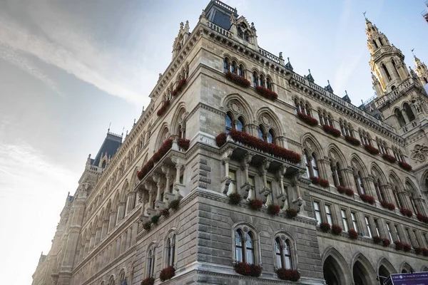 Uma Bela Foto Baixo Ângulo Câmara Municipal Viena Áustria — Fotografia de Stock