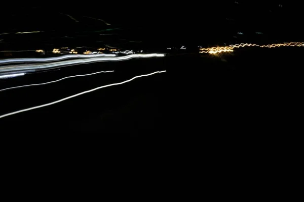 Эффект Затвора Фото Огней Города Запечатленных Ночное Время — стоковое фото
