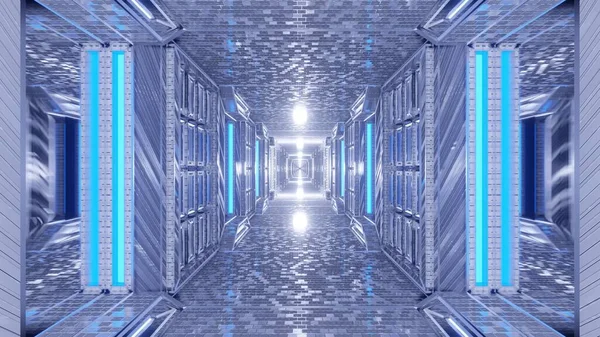 Ένα Φουτουριστικό Κοσμικό Σκηνικό Μπλε Φώτα Λέιζερ Ιδανικό Για Ταπετσαρίες — Φωτογραφία Αρχείου
