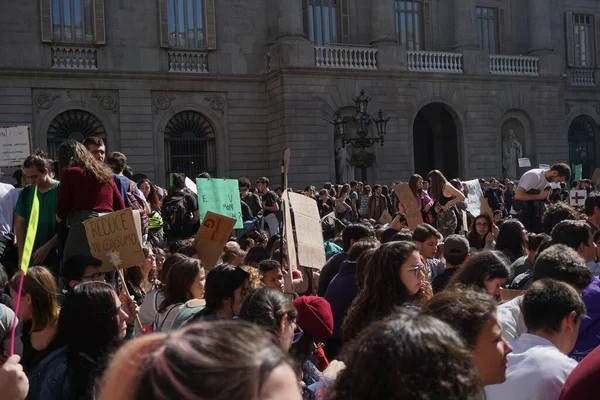 Barcelona Espanha Mar 2019 Uma Manifestação Das Mudanças Climáticas Barcelona — Fotografia de Stock