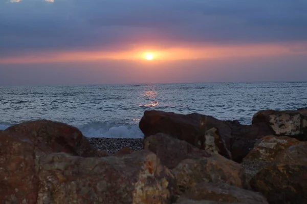 Paisaje Fascinante Del Hermoso Paisaje Marino Atardecer Escénico —  Fotos de Stock