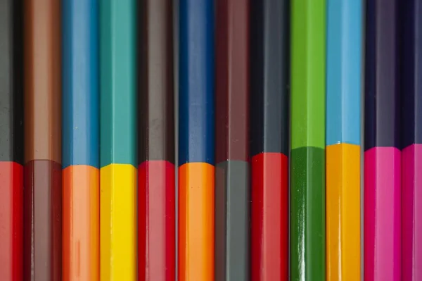 High Angle Shot Colorful Pencils Row — Stock Photo, Image