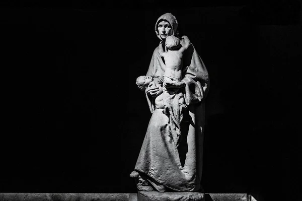 세인트 프란시스 박물관 포르투 훈장에 조각상의 그레이 스케일 포르투갈 — 스톡 사진