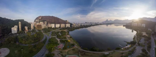 Trafikkvei Fritidspark Ved Lagoa Rodrigo Freitas Byinnsjø Rio Janeiro Med – stockfoto