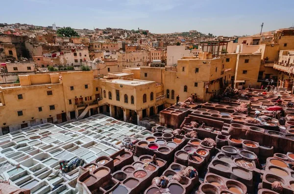 Oude Leerlooierij Chouara Fez Marokko — Stockfoto