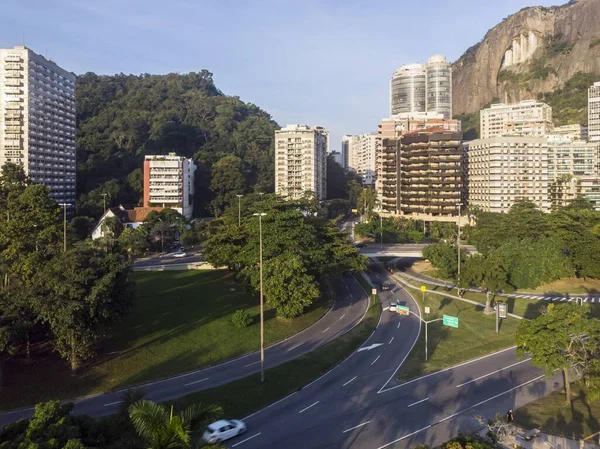 Шосе Перетинає Ріо Жанейро Видиме Згори Повітряний Вид Транспорту Зеленому — стокове фото