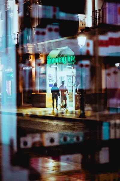 Albacete Spain May 2020 Couple Walking Streets Night — Stock Photo, Image