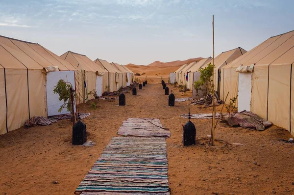 Tende Sulla Sabbia Calda Del Deserto Del Sahara Africa — Foto Stock