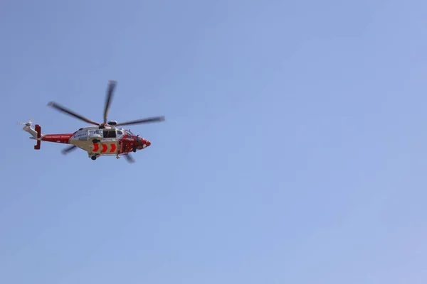Brean United Kingdom May 2020 Coastguard Helicopter Blue Sky Copy — Stock Photo, Image