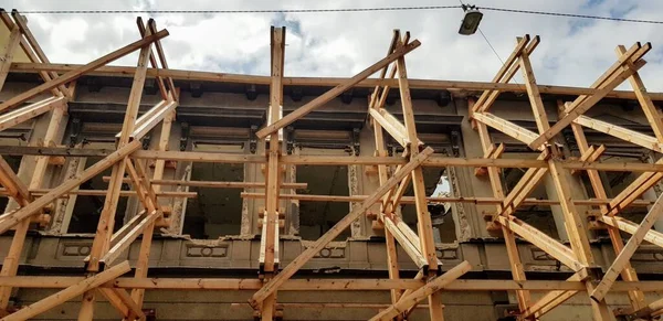Primer Plano Vigas Madera Para Construcción Casas —  Fotos de Stock