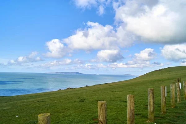 Eine Schöne Aufnahme Von Einem Welligen Meer Und Holzstämmen Auf — Stockfoto