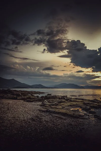 Meraviglie Naturali Grecia Bel Colpo Mare Con Rocce Acqua Montagne — Foto Stock